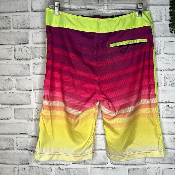 Hurley Neon Striped Bathing Suit Swim Trunks Shorts Size 30 - Picture 4 of 5